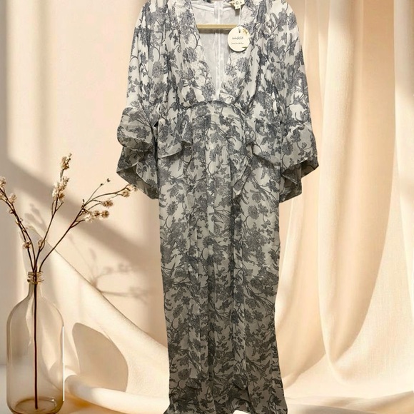 POL Elegant Floral Organza Maxi Dress Boho Elegance - Picture 1 of 11